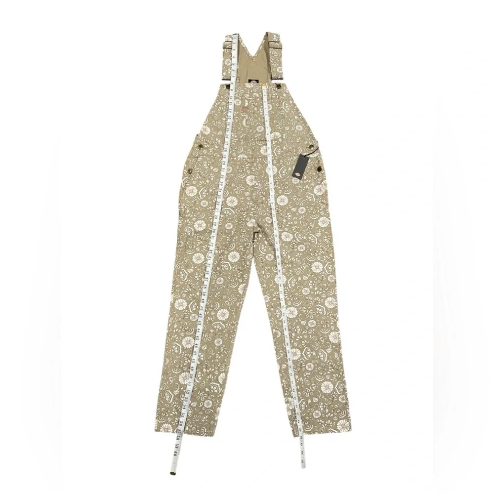 DICKIES overalls Womens Ellis Bohemian floral beige duck canvas Size M - Picture 14 of 16